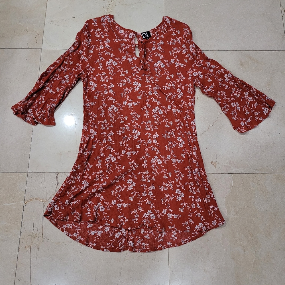 DL tunic, size M, burnt orange, 3/4 slv